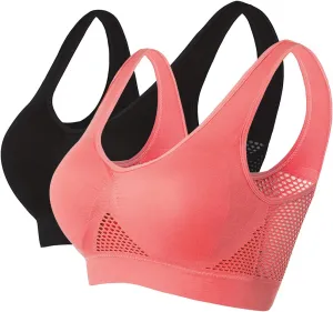 2Pcs Breathable Cool Liftup Air Bra for Women, 2024 Padded Full Support Sports Bra, Comfortable Bras No Underwire
