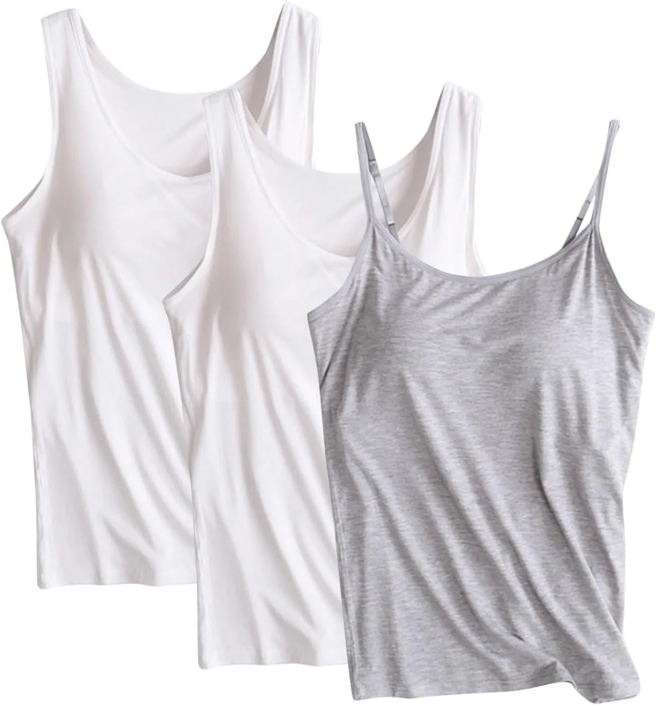 3 PC Tank Tops for Women with Padded Solid Corlo Lounge Undershirts Madal Soft Lightweight Breathable Tanks