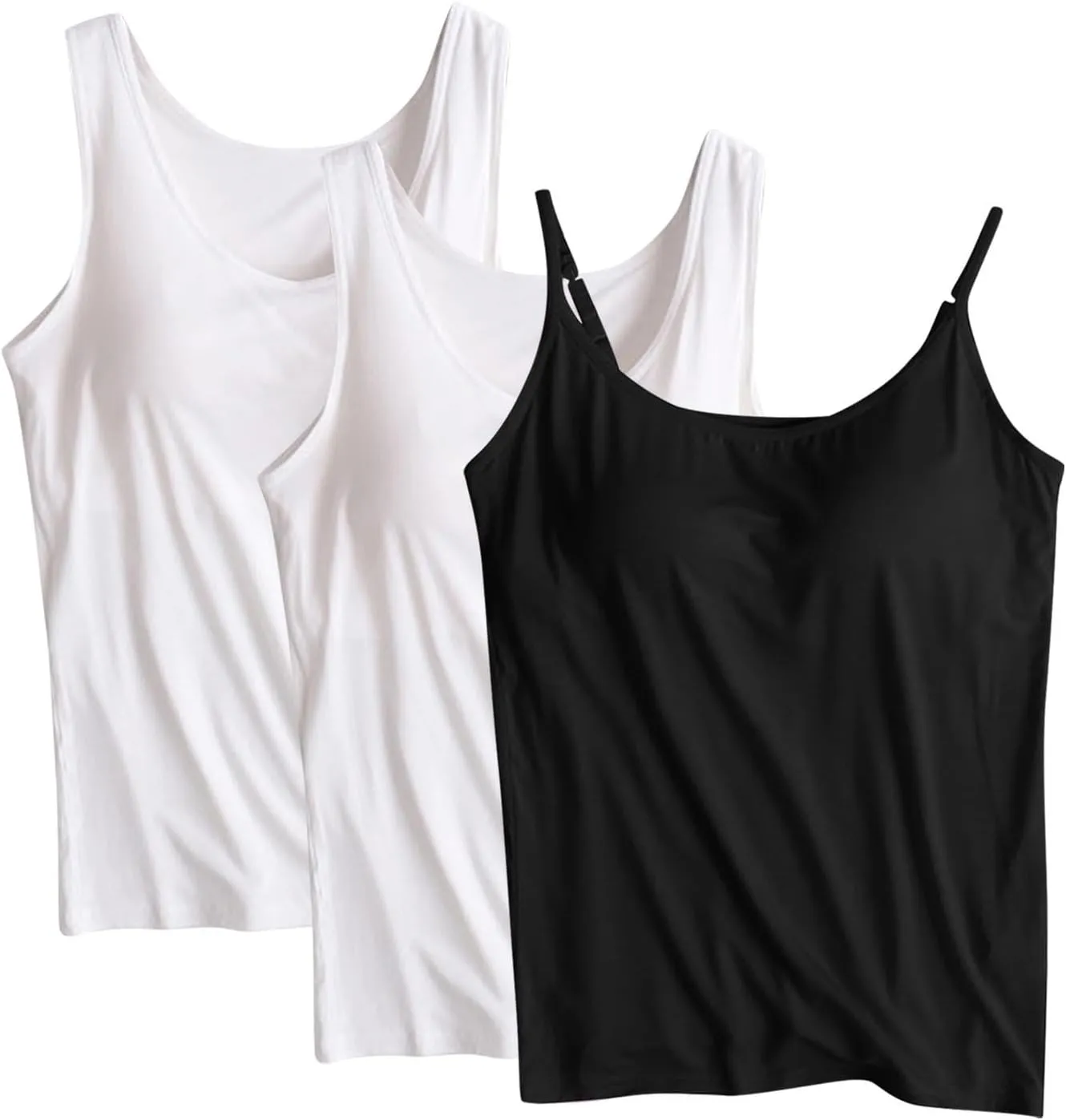 3 PC Tank Tops for Women with Padded Solid Corlo Lounge Undershirts Madal Soft Lightweight Breathable Tanks