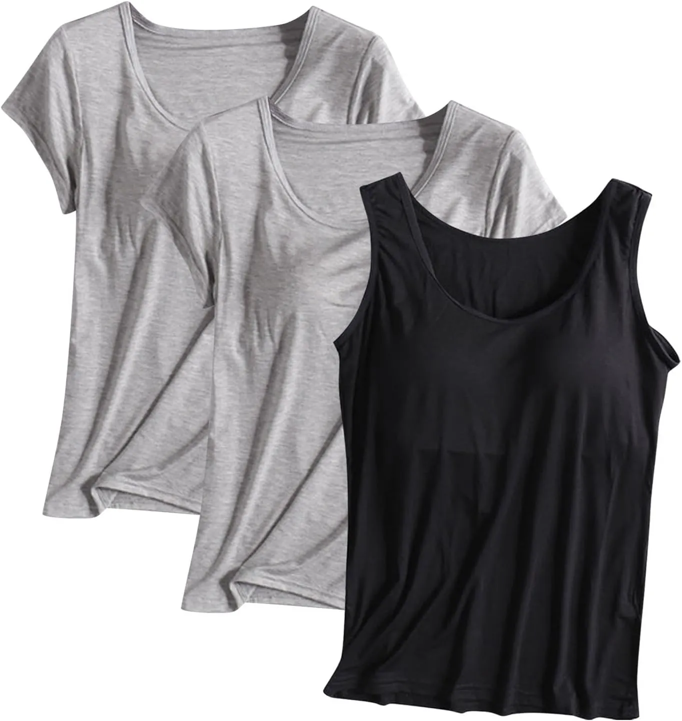 3PC Tank Tops with Built in Bras for Women,Basic Camisole Top 2025 Summer Fashion Trendy Casual Tanks for Yoga
