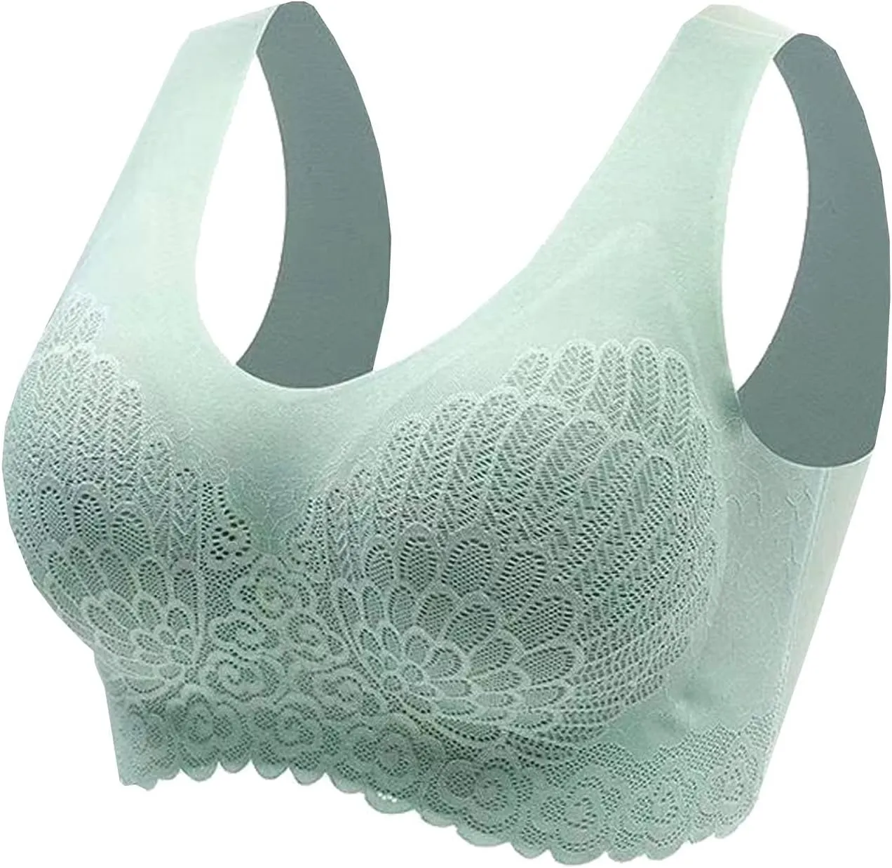 3pcs Wireless Bras for Women Floral Contrast Lace Comfy Breathable Full Coverage Support Cute Everydays Bra
