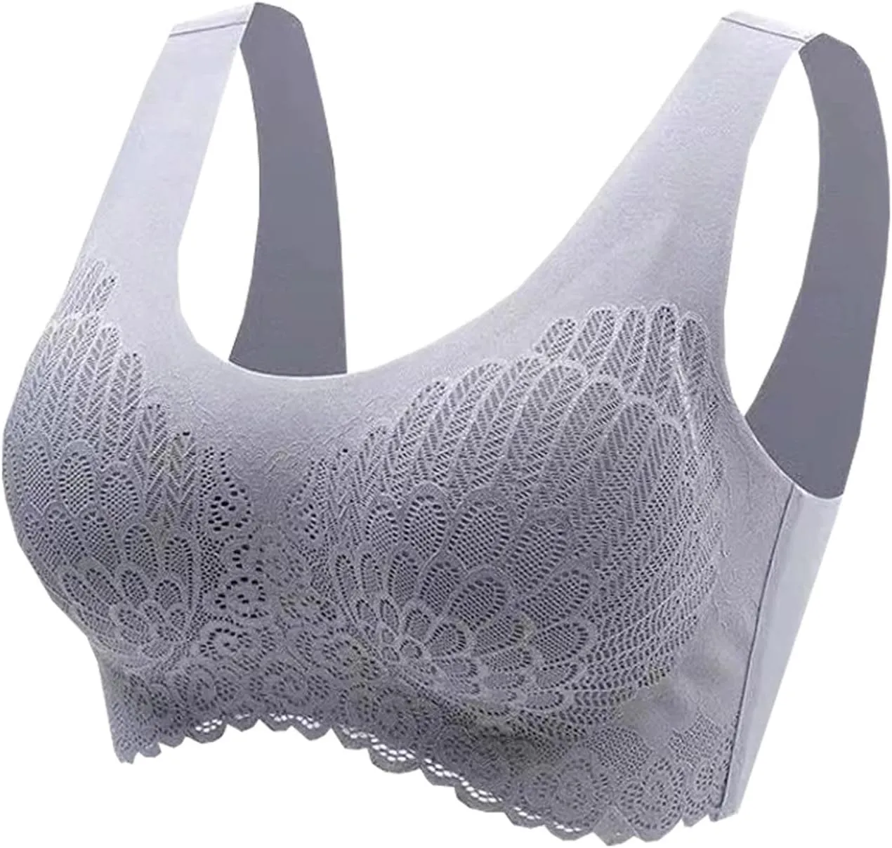3pcs Wireless Bras for Women Floral Contrast Lace Comfy Breathable Full Coverage Support Cute Everydays Bra