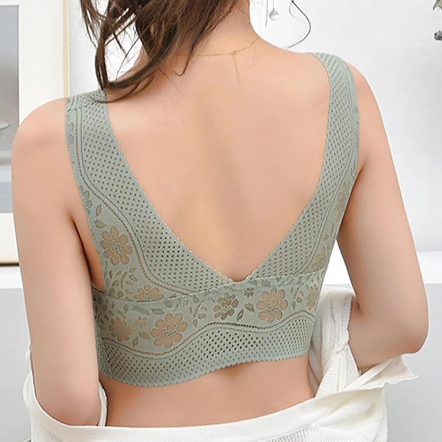 4Pcs Set Everyday Bra for Women Push Up Underwear with Support Causal Comfortable Floral Lightweight Bralette