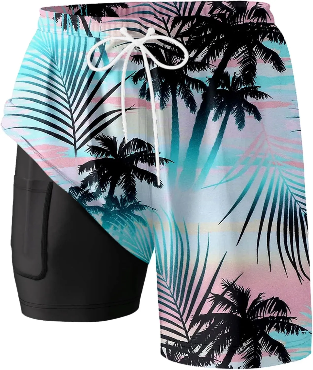5 Inch Mens Swim Trunks with Compression Liner 9 Inch Quick-Dry 7" Swimming Trunks Stretch Bathing Suits with Pockets