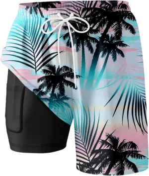 5 Inch Mens Swim Trunks with Compression Liner 9 Inch Quick-Dry 7" Swimming Trunks Stretch Bathing Suits with Pockets