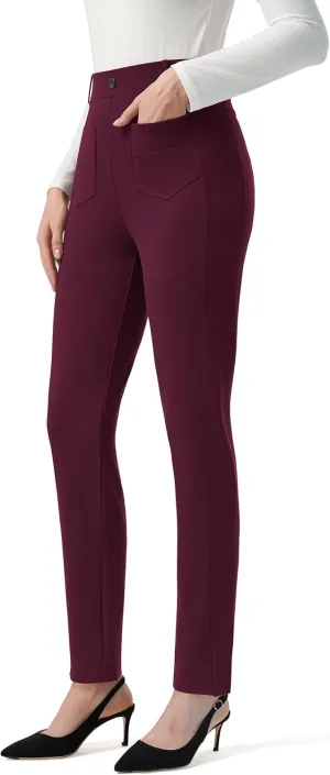 AFITNE Women's Yoga Dress Pants High Waisted Pull On Straight Leg Pants Stretchy Casual Business Work Slacks with Pockets