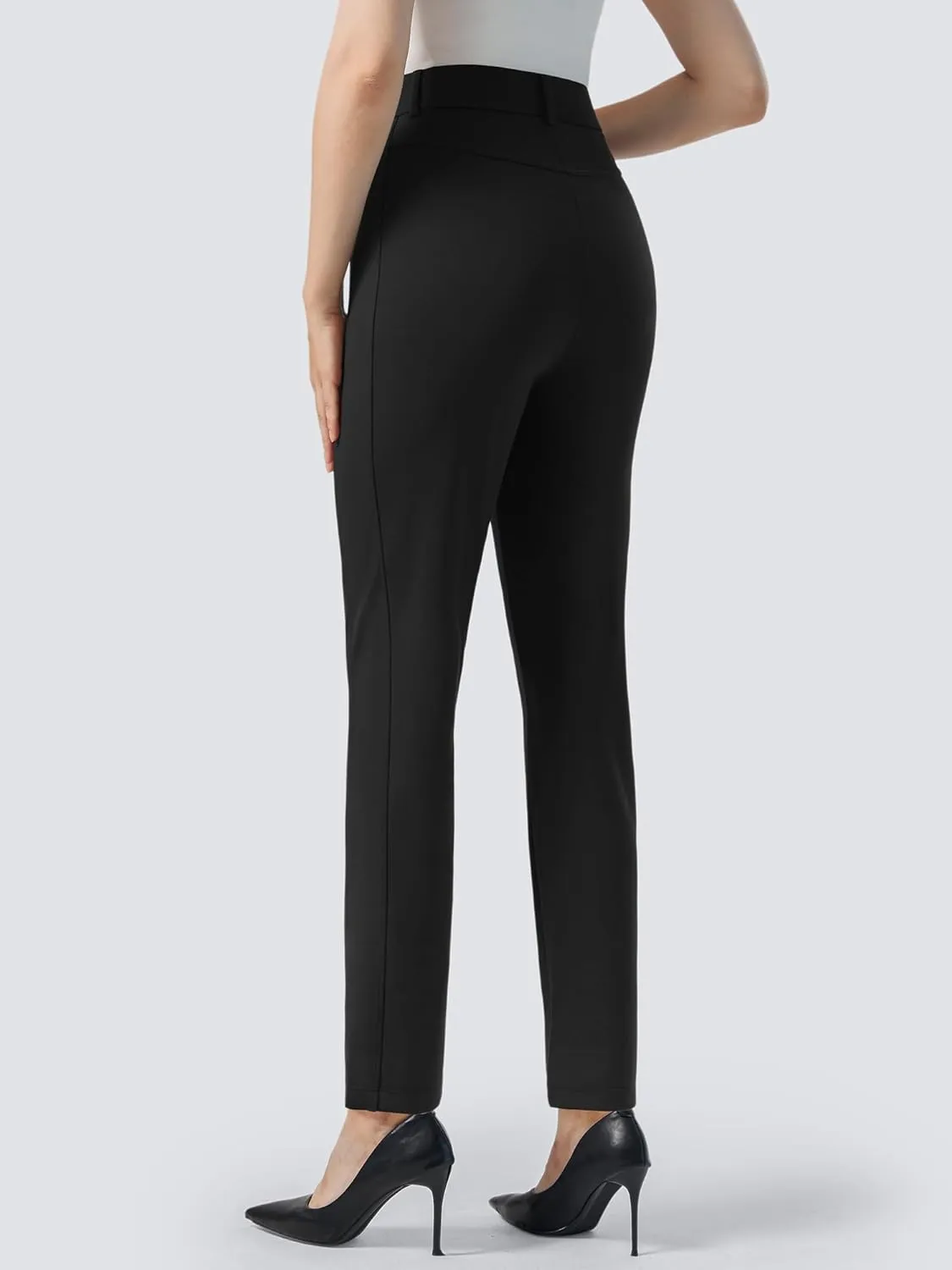 AFITNE Women's Yoga Dress Pants High Waisted Pull On Straight Leg Pants Stretchy Casual Business Work Slacks with Pockets