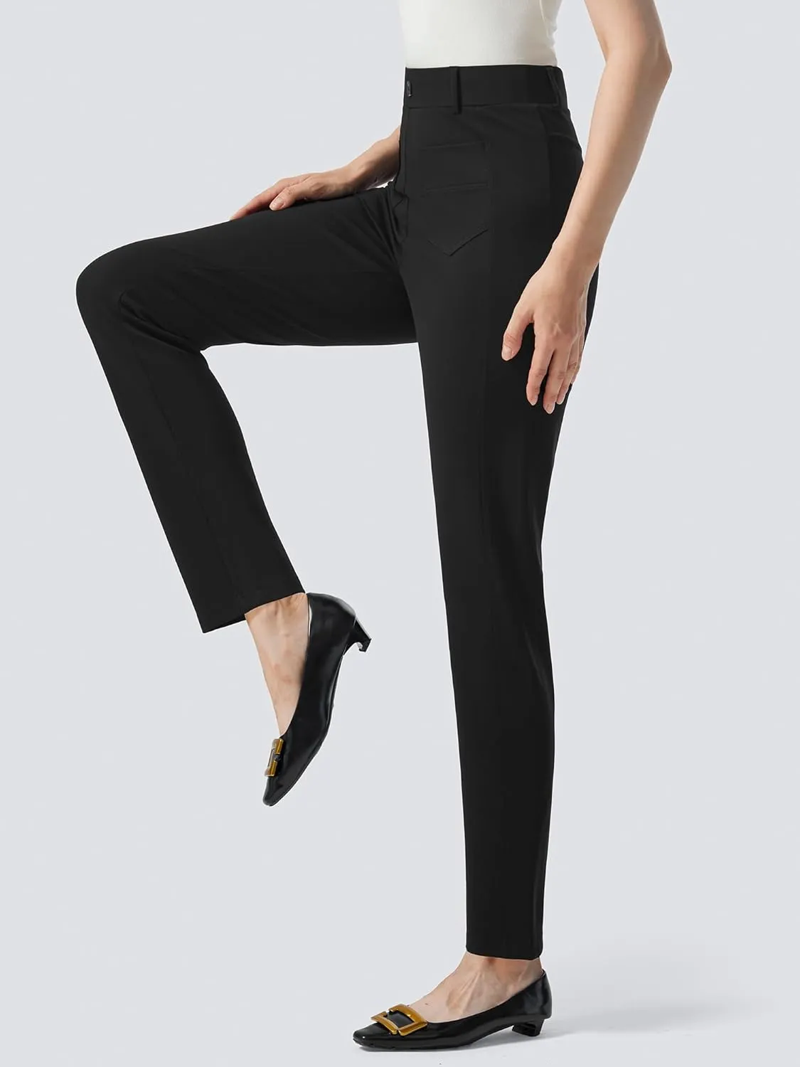 AFITNE Women's Yoga Dress Pants High Waisted Pull On Straight Leg Pants Stretchy Casual Business Work Slacks with Pockets