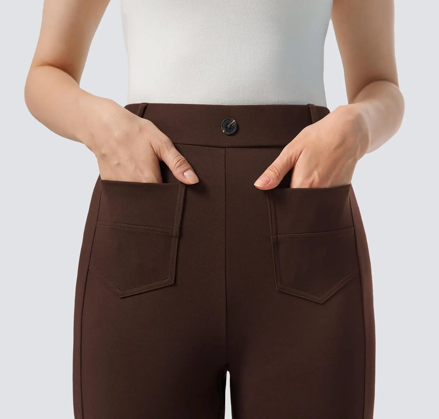 AFITNE Women's Yoga Dress Pants High Waisted Pull On Straight Leg Pants Stretchy Casual Business Work Slacks with Pockets