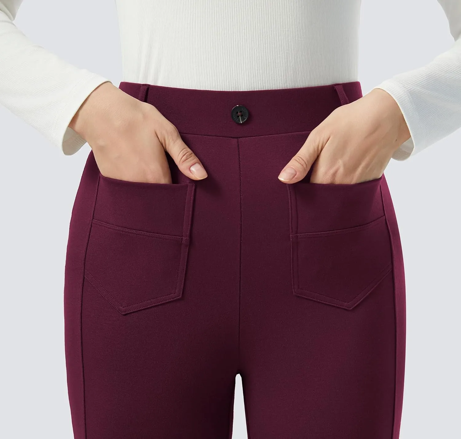 AFITNE Women's Yoga Dress Pants High Waisted Pull On Straight Leg Pants Stretchy Casual Business Work Slacks with Pockets