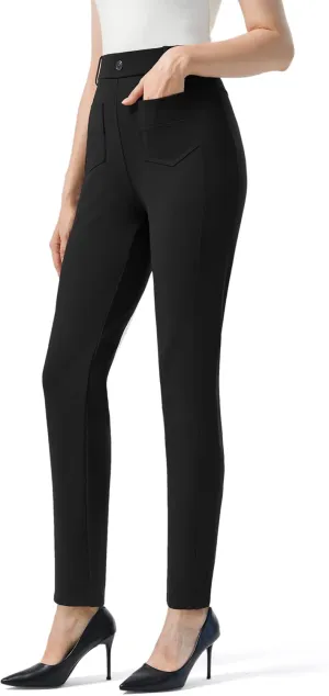 AFITNE Women's Yoga Dress Pants High Waisted Pull On Straight Leg Pants Stretchy Casual Business Work Slacks with Pockets