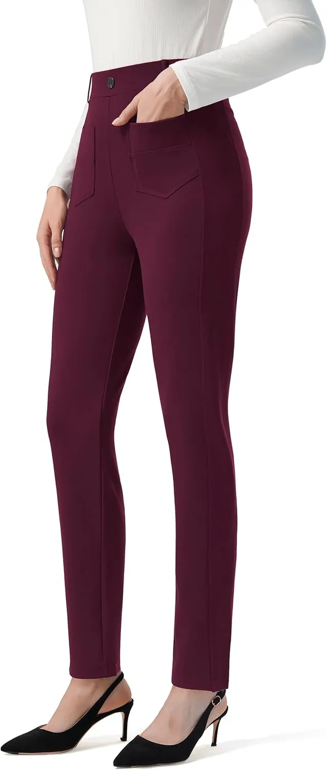 AFITNE Women's Yoga Dress Pants High Waisted Pull On Straight Leg Pants Stretchy Casual Business Work Slacks with Pockets