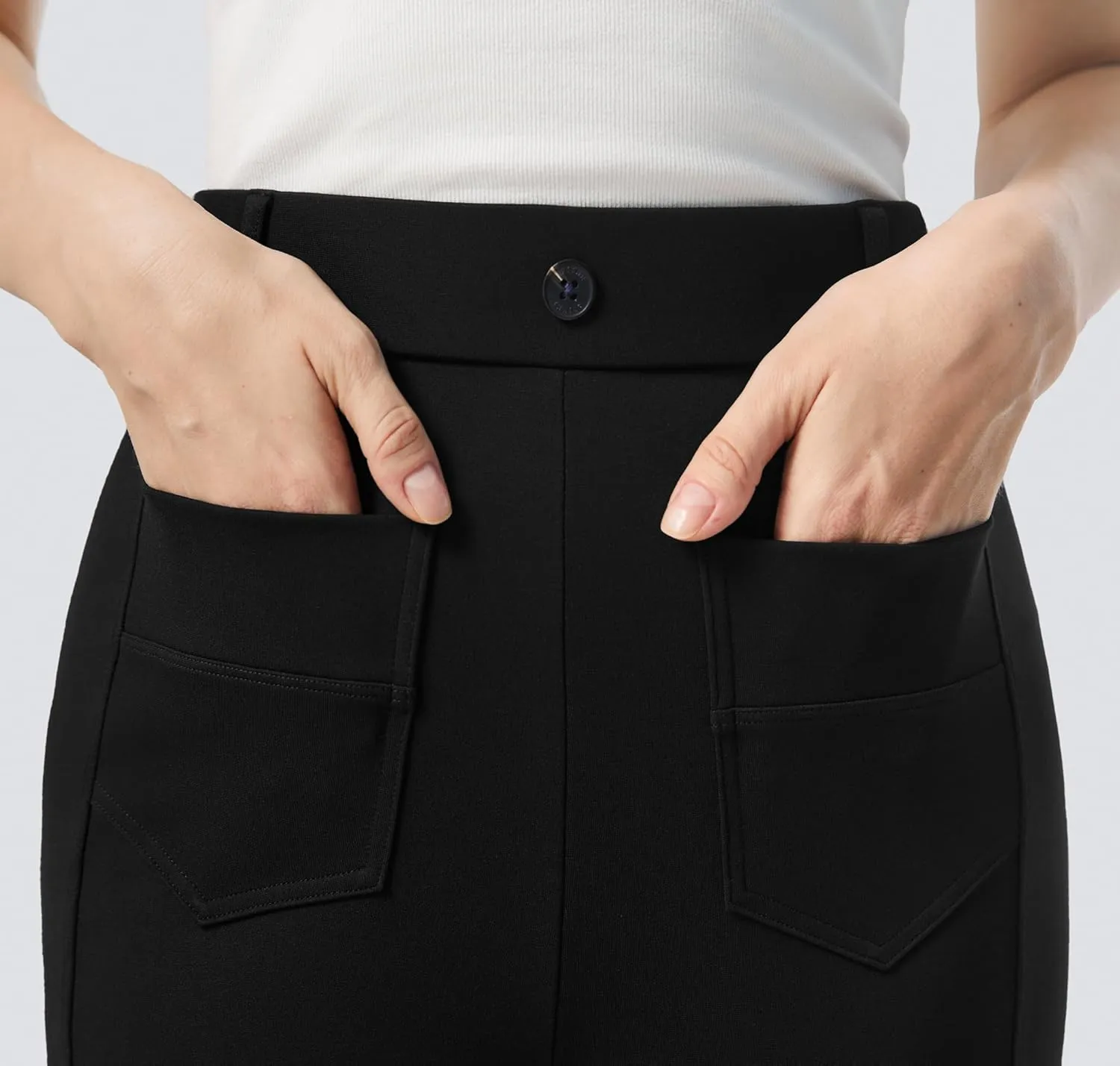 AFITNE Women's Yoga Dress Pants High Waisted Pull On Straight Leg Pants Stretchy Casual Business Work Slacks with Pockets