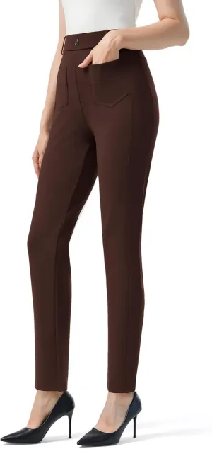 AFITNE Women's Yoga Dress Pants High Waisted Pull On Straight Leg Pants Stretchy Casual Business Work Slacks with Pockets