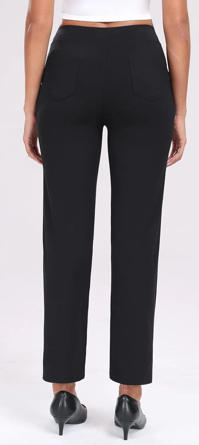 Agenlulu Stretchy Dress Ankle Pants for Women Elastic High Waisted Pull On Straight Leg Pants Business Casual Office Slacks