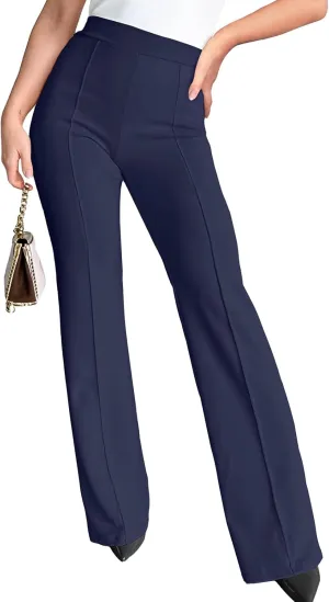 Agenlulu Wide Leg Dress Pants for Women Elastic High Waist Straight Leg Pants Business Casual Pull on Office Work Slacks