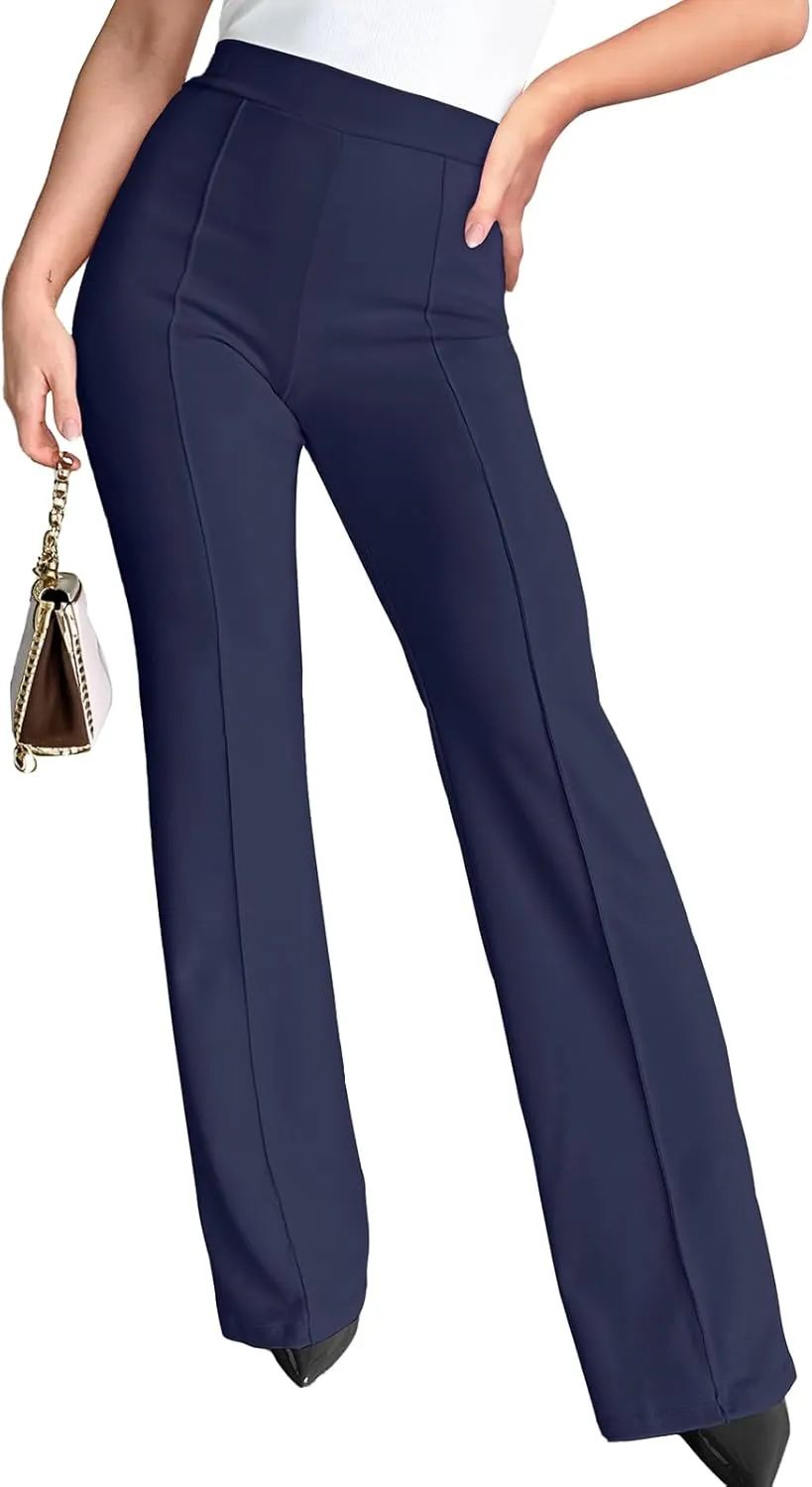 Agenlulu Wide Leg Dress Pants for Women Elastic High Waist Straight Leg Pants Business Casual Pull on Office Work Slacks
