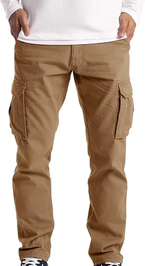 Alalaso Men's Cargo Pants Tapered Workwear Linen Cargo Stretch Twill Cargo Jogger Sweatpants Outdoor Pants