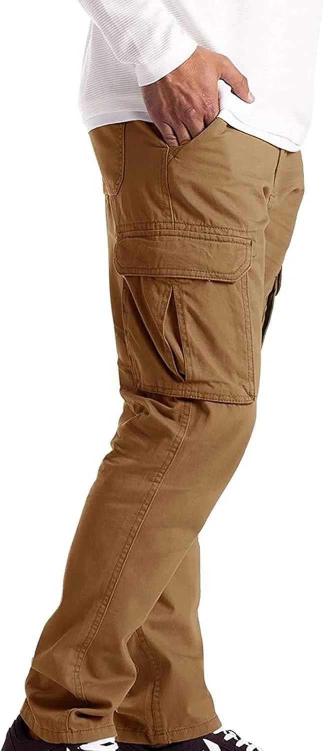 Alalaso Men's Cargo Pants Tapered Workwear Linen Cargo Stretch Twill Cargo Jogger Sweatpants Outdoor Pants