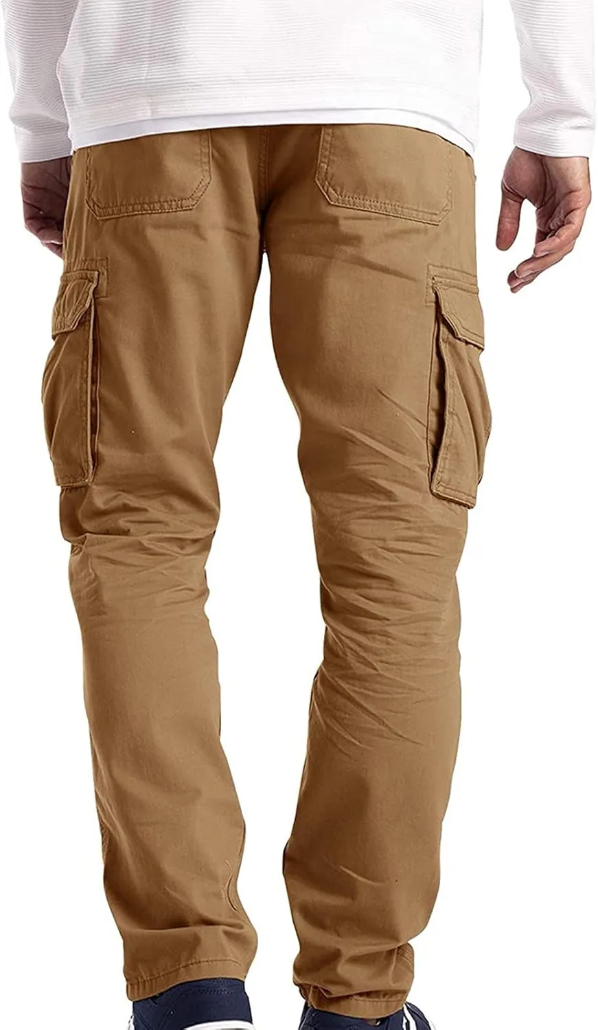 Alalaso Men's Cargo Pants Tapered Workwear Linen Cargo Stretch Twill Cargo Jogger Sweatpants Outdoor Pants