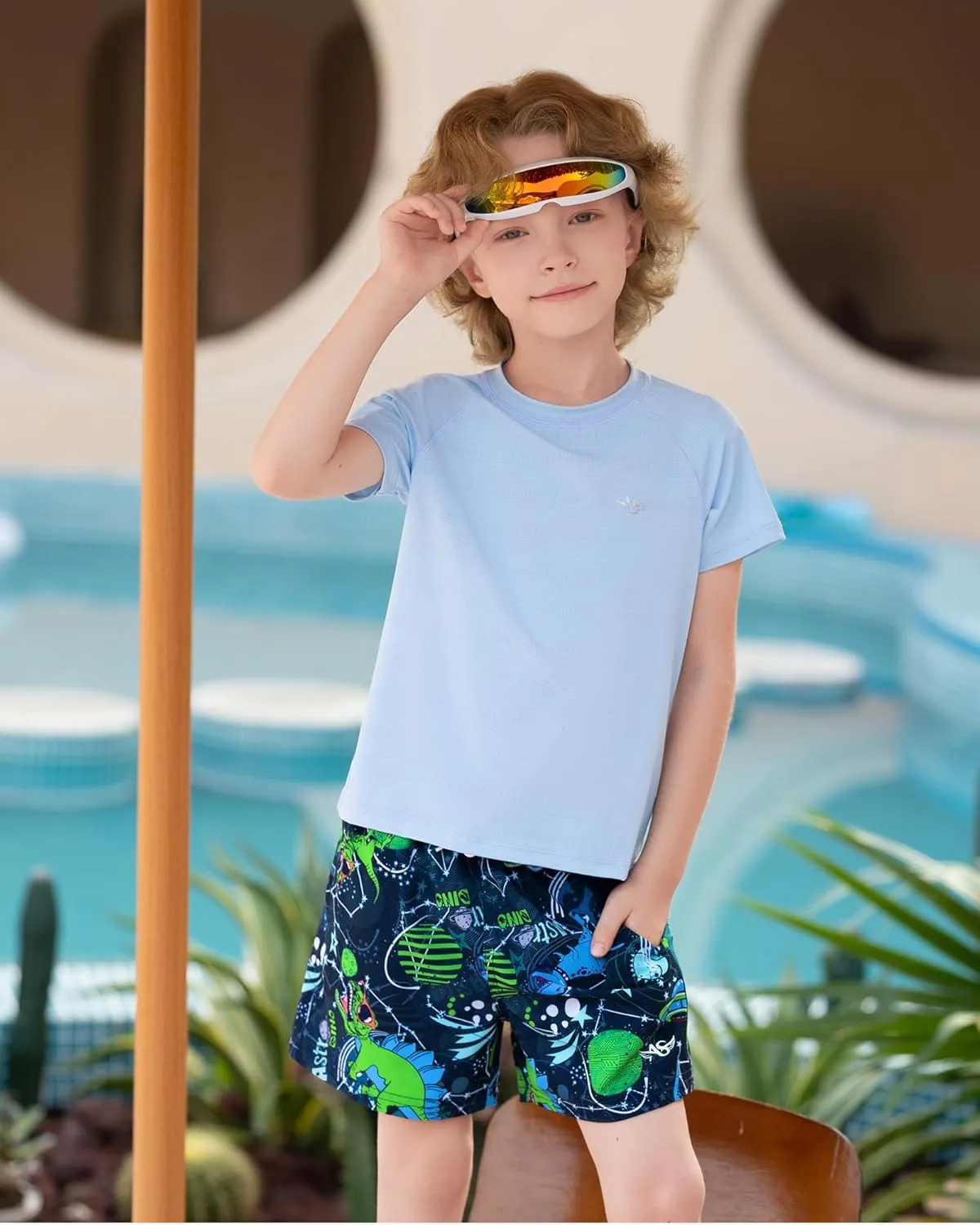 Angel season Boys Swim Trunks with Compression Liner Toddler Swim Shorts Stretch Bathing Suits for Boy Swimsuit Size 2-8