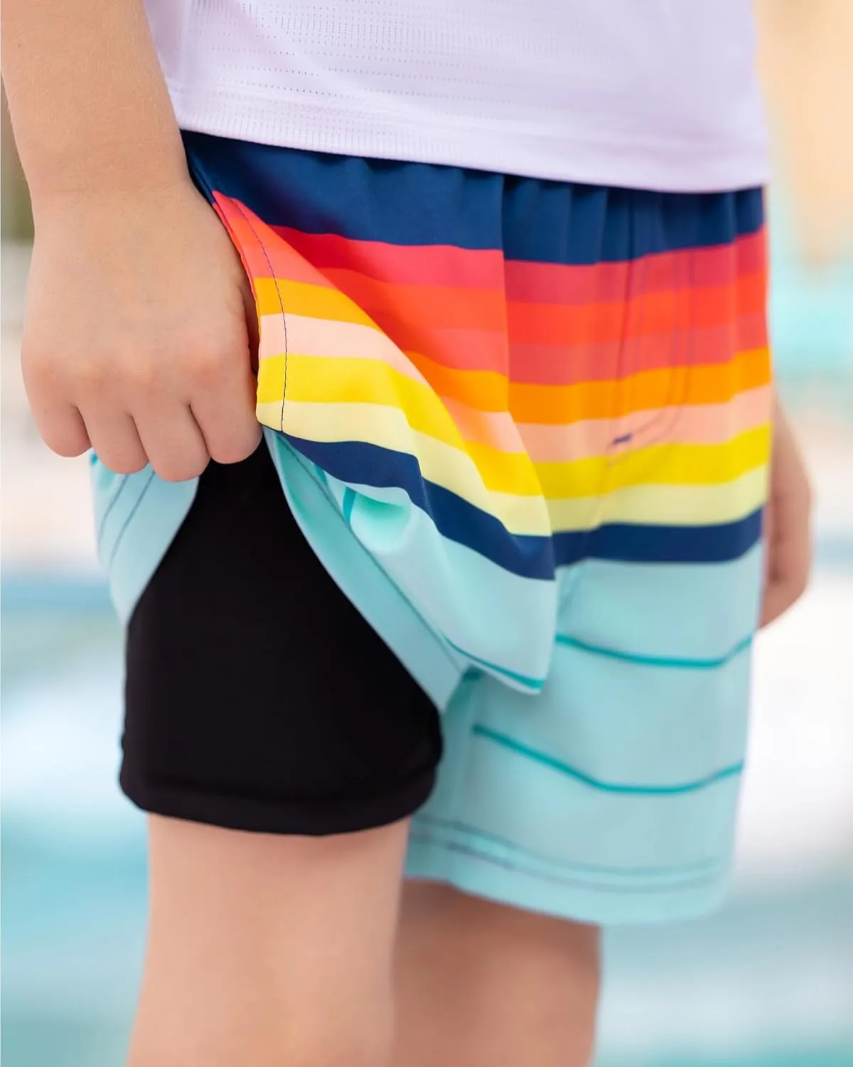 Angel season Boys Swim Trunks with Compression Liner Toddler Swim Shorts Stretch Bathing Suits for Boy Swimsuit Size 2-8