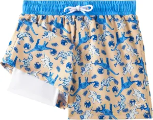 Angel season Boys Swim Trunks with Compression Liner Toddler Swim Shorts Stretch Bathing Suits for Boy Swimsuit Size 2-8