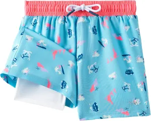 Angel season Boys Swim Trunks with Compression Liner Toddler Swim Shorts Stretch Bathing Suits for Boy Swimsuit Size 2-8