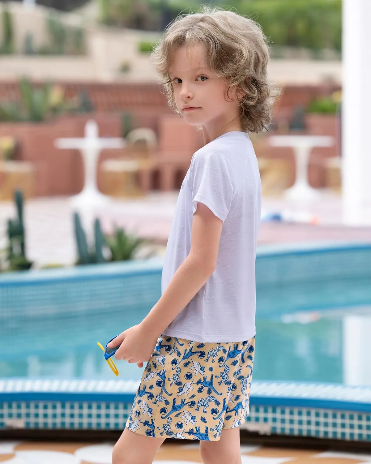 Angel season Boys Swim Trunks with Compression Liner Toddler Swim Shorts Stretch Bathing Suits for Boy Swimsuit Size 2-8