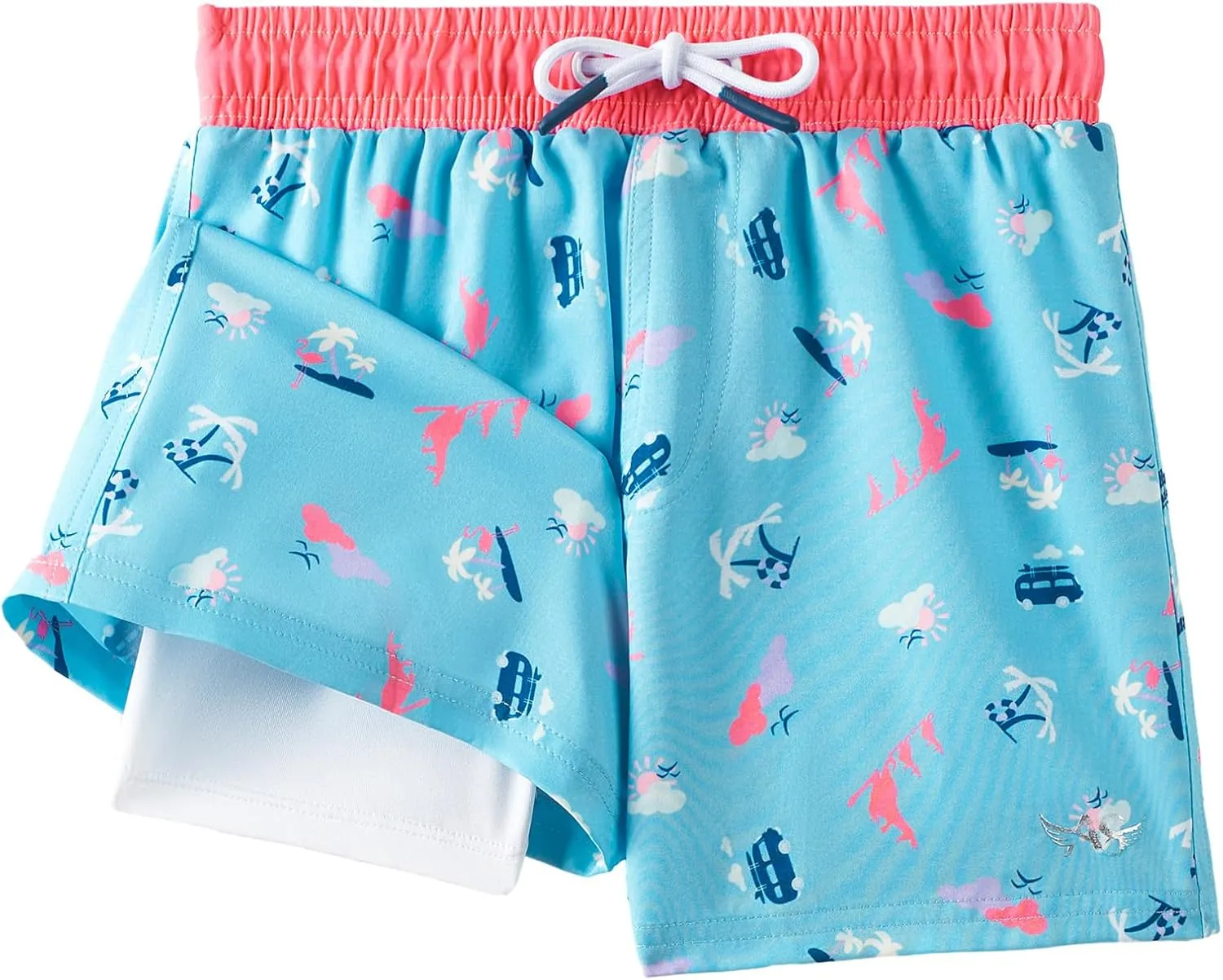 Angel season Boys Swim Trunks with Compression Liner Toddler Swim Shorts Stretch Bathing Suits for Boy Swimsuit Size 2-8