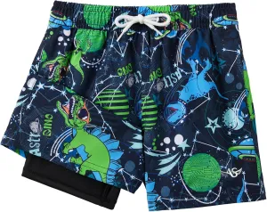 Angel season Boys Swim Trunks with Compression Liner Toddler Swim Shorts Stretch Bathing Suits for Boy Swimsuit Size 2-8
