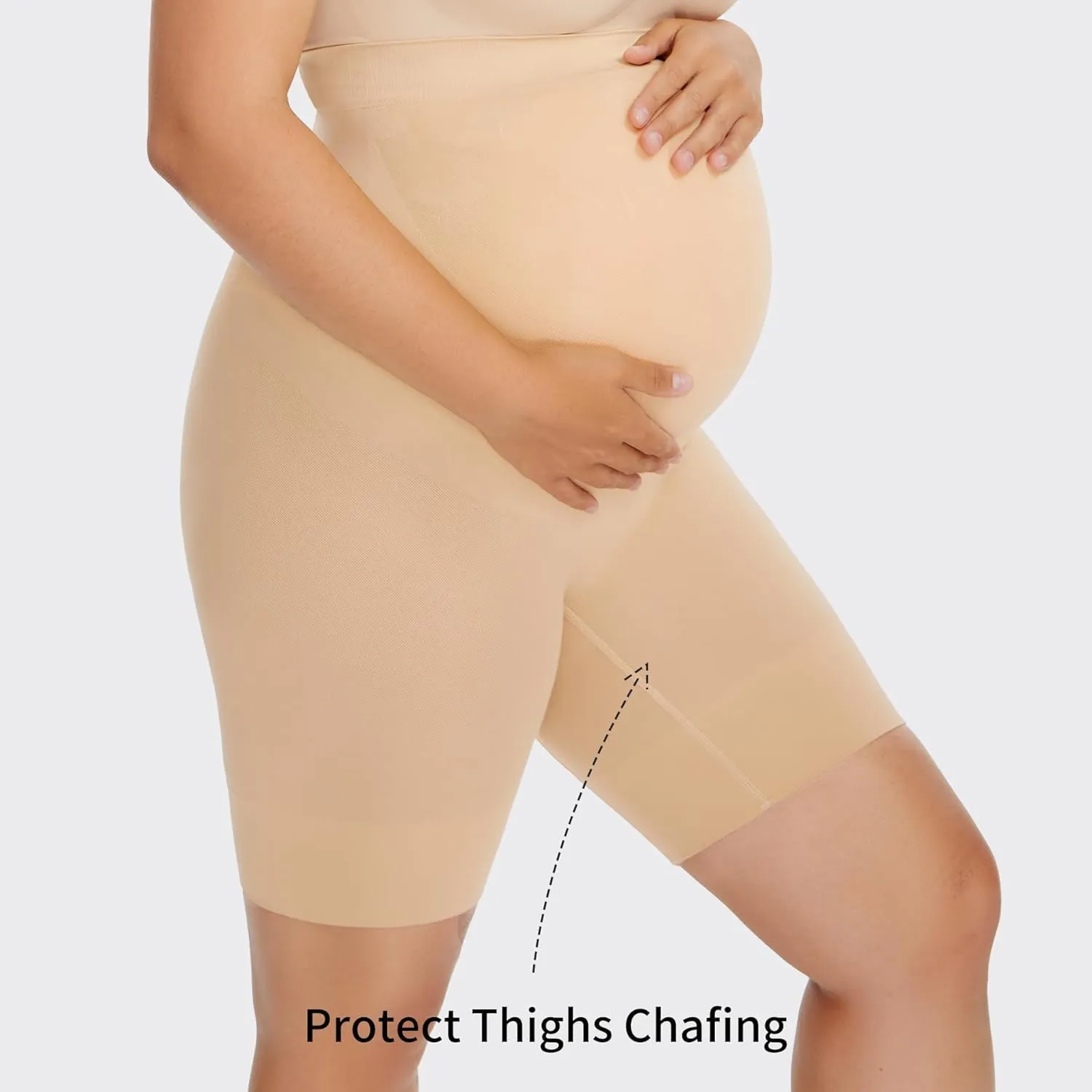 Angelhood Maternity Shapewear, High Waisted Mid Thigh Seamless Pregnancy Underwear Over Bump Prevent Chaffing