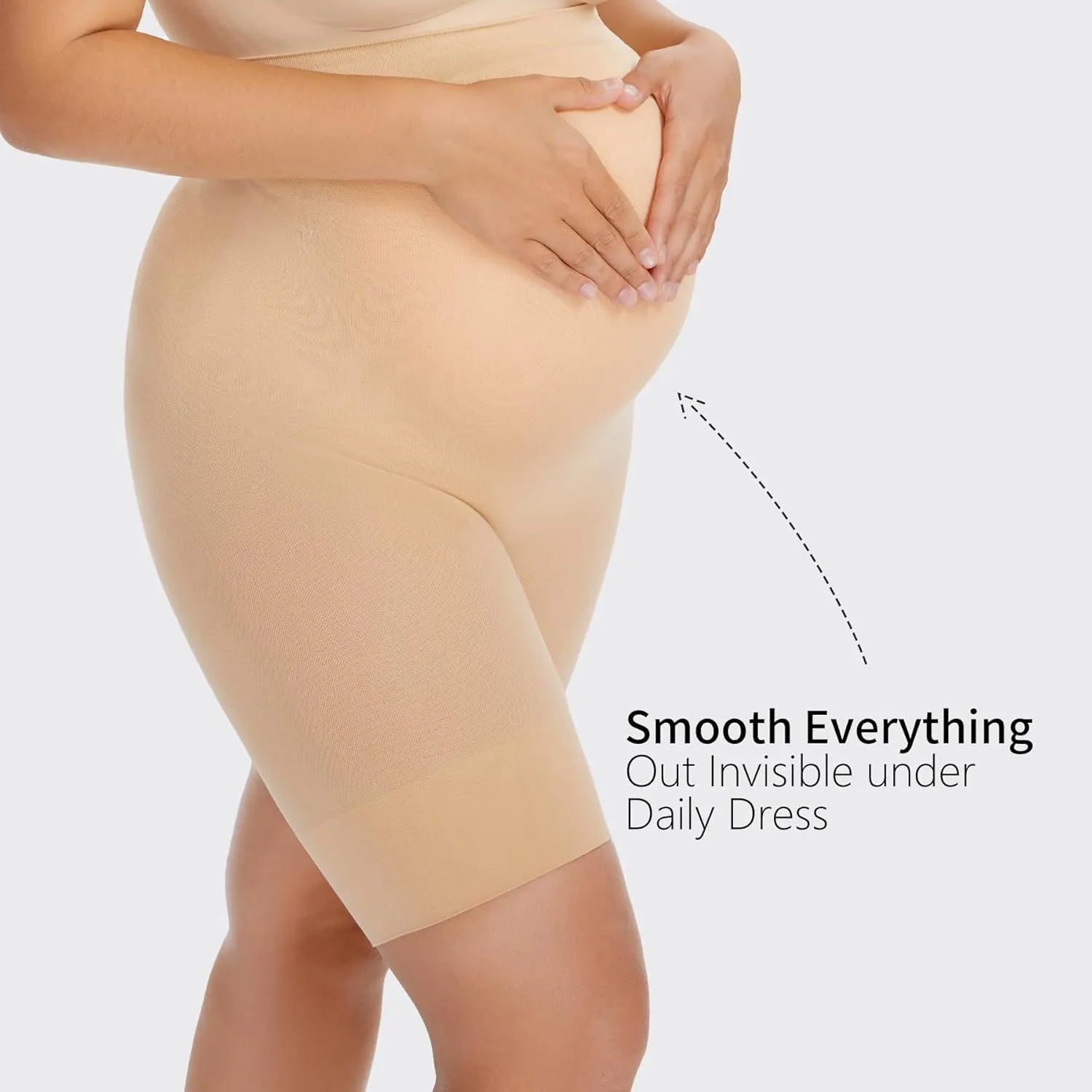 Angelhood Maternity Shapewear, High Waisted Mid Thigh Seamless Pregnancy Underwear Over Bump Prevent Chaffing