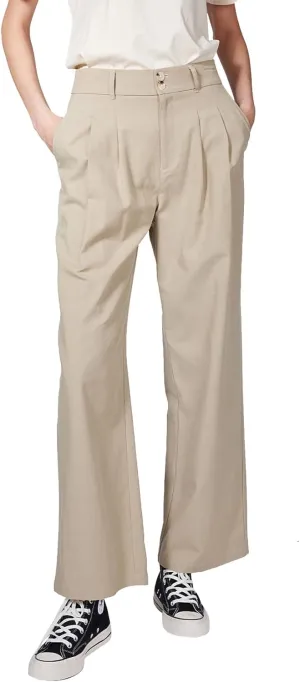 ASSUAL Casual Wide Leg Dress Pants Midi Waist Loose Comfy Straight Trousers