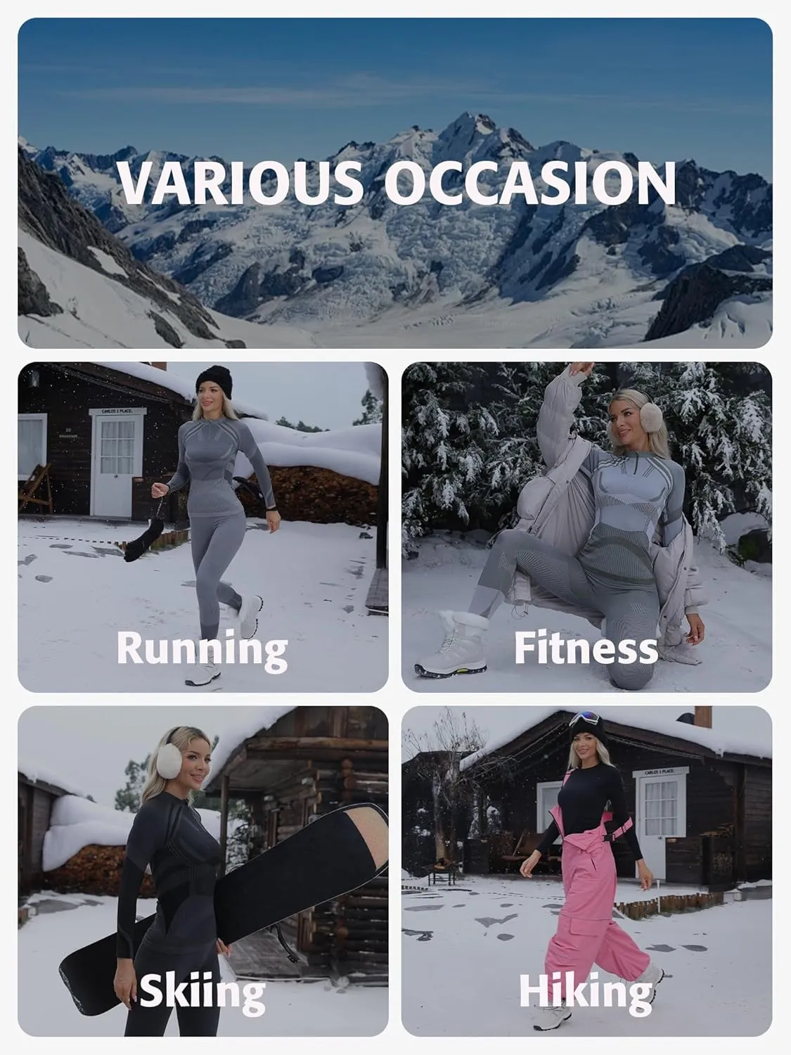 ATTRACO Womens Thermal Underwear Sets Half Zip Womens Long Johns Underwear Thermal Wear for Women Thermal Set Winter