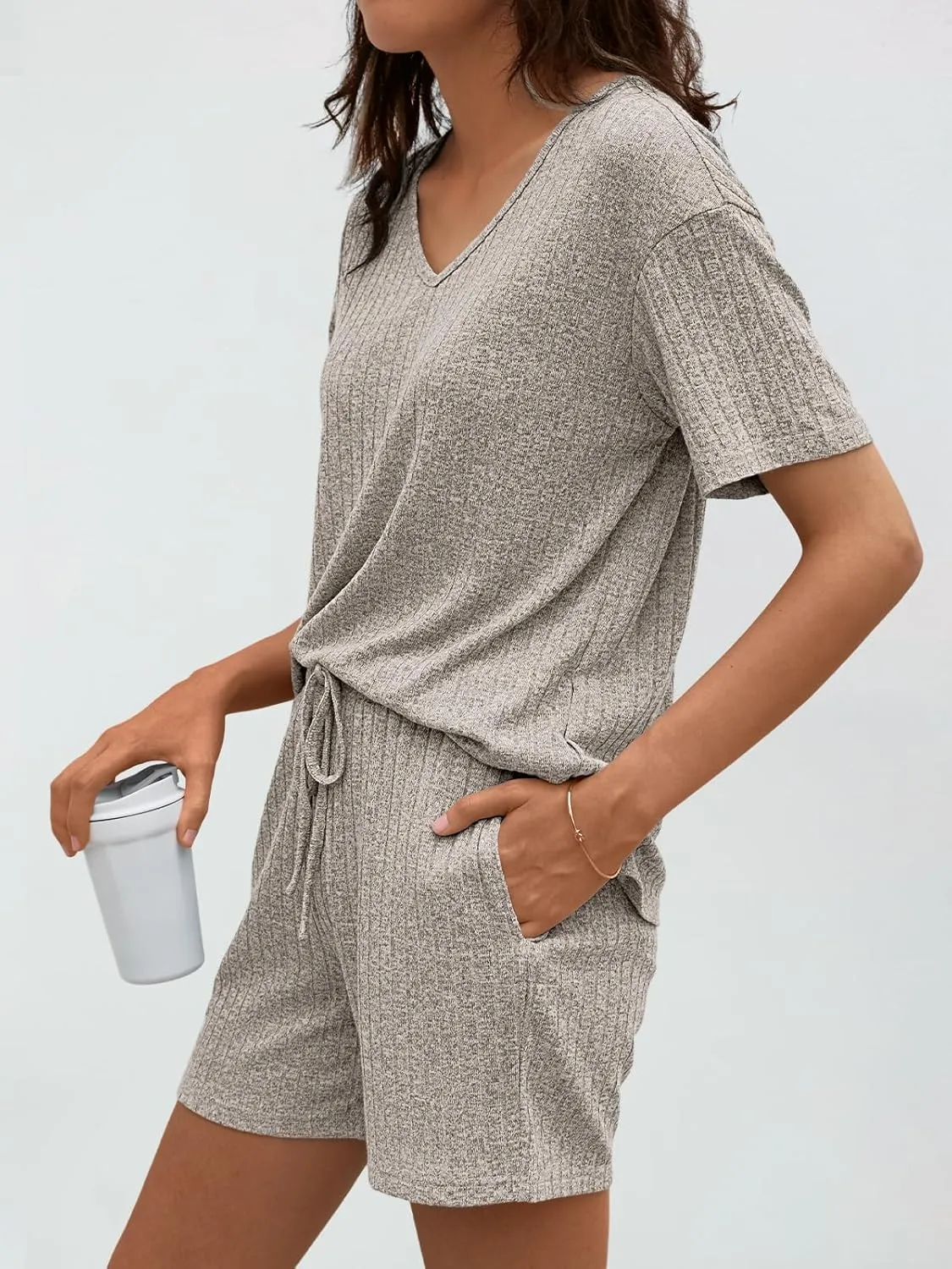 AUTOMET Womens Pajamas 2 Piece Lounge Sets Summer Tracksuits Ribbed Spring Outfits Matching Vacation Clothes Loungewear