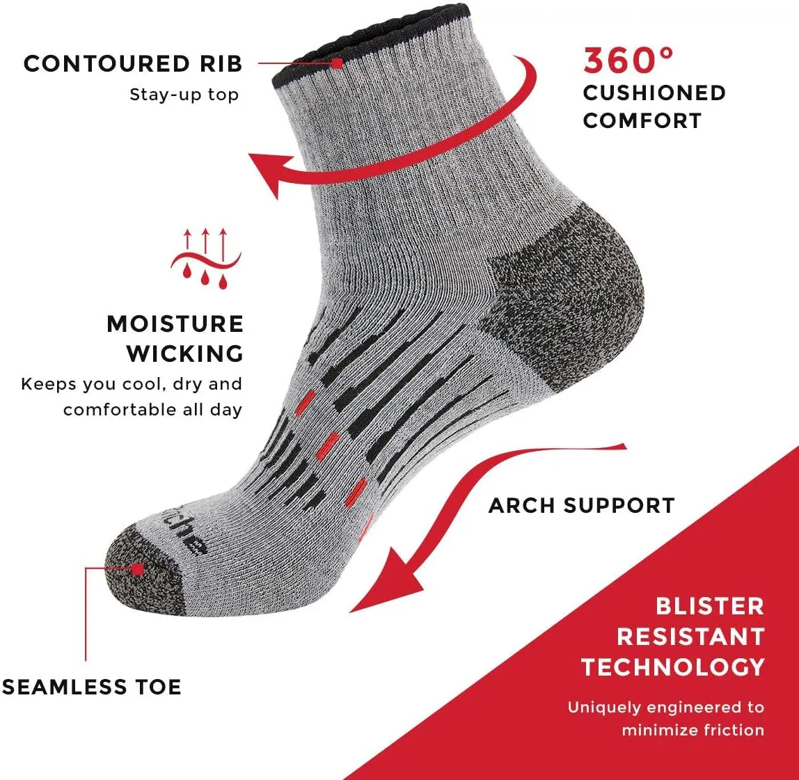 Avalanche Men's Smooth Glide Everyday Performance Low Cut Socks 2-Pack