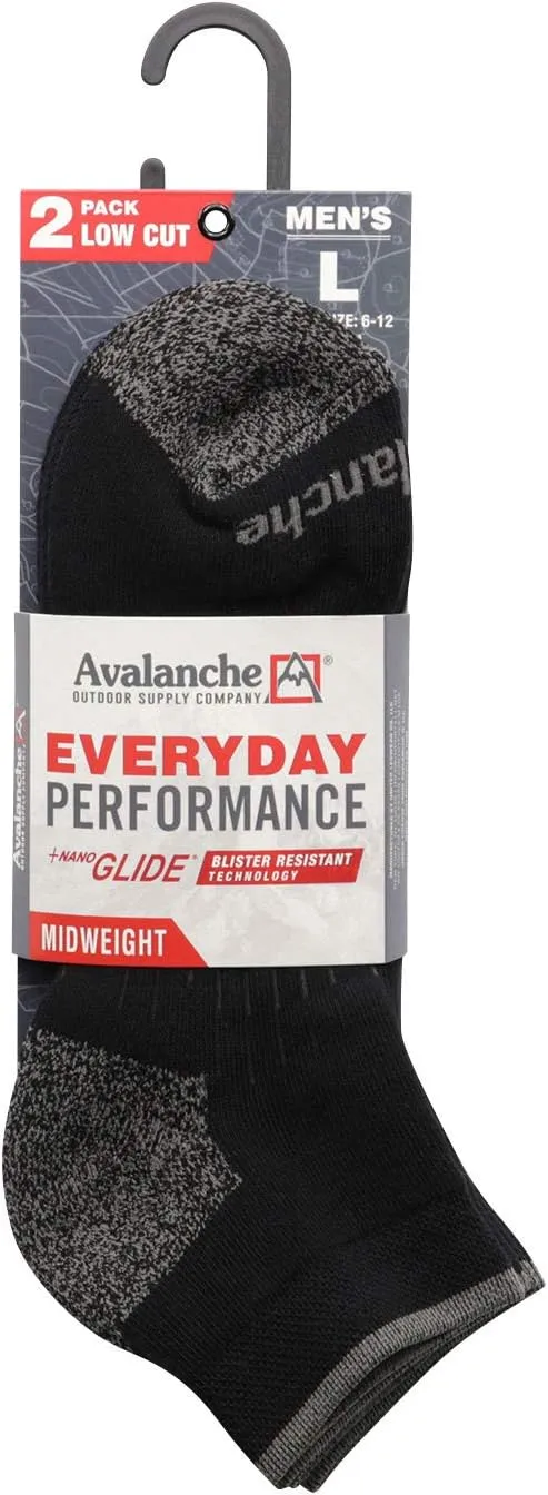 Avalanche Men's Smooth Glide Everyday Performance Low Cut Socks 2-Pack