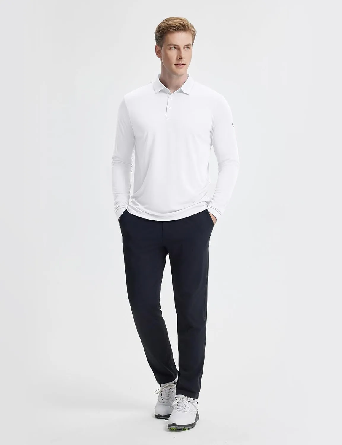 baleaf Men's Long Sleeve Golf Shirt Collared Shirts Polo UPF 50  Lightweight Quick Dry Work Casual Outdoor