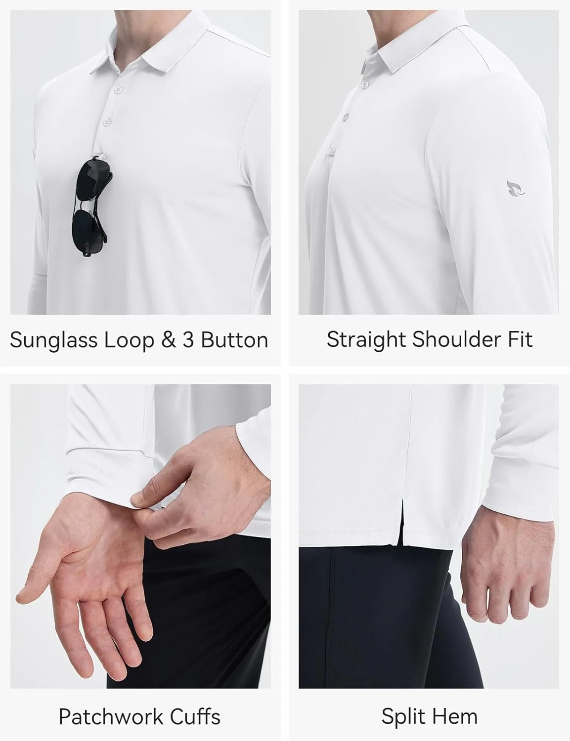 baleaf Men's Long Sleeve Golf Shirt Collared Shirts Polo UPF 50  Lightweight Quick Dry Work Casual Outdoor