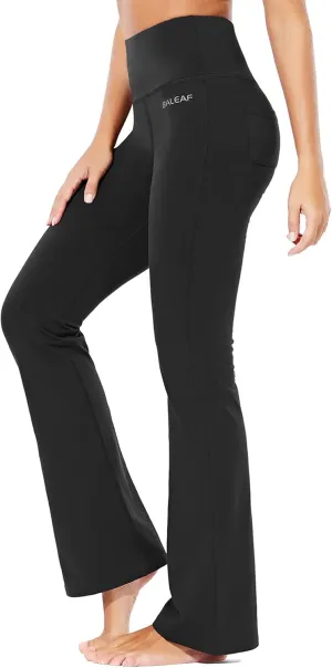 baleaf Womens Cotton Flare Yoga Pants High Waisted Bootcut Bell Bottom Leggings Dressy Work Office Trousers