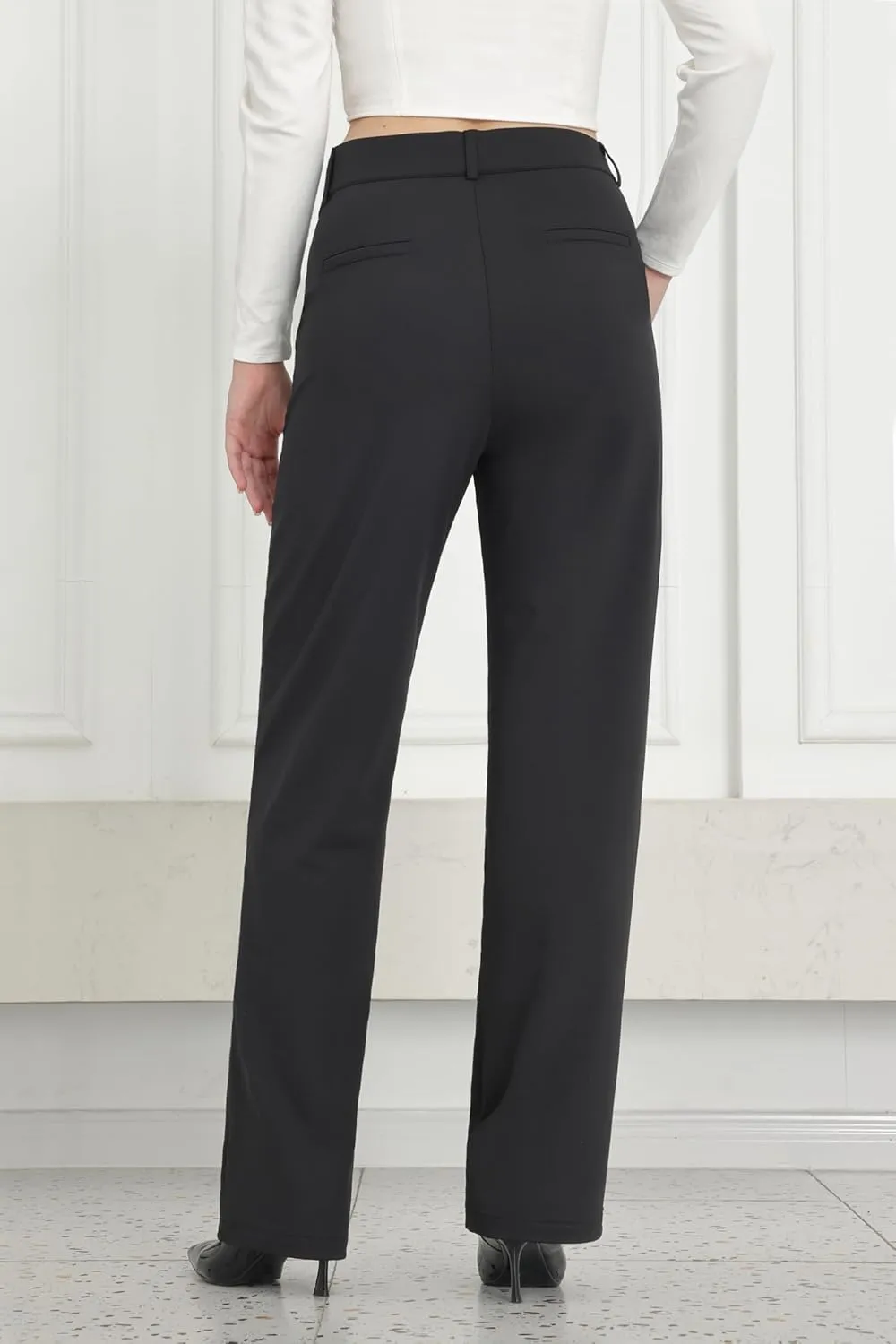 Bamans Womens Dress Pants Flare Leggings Work Office Pants Wide Leg Slacks High Waist Bootcut Business Trousers