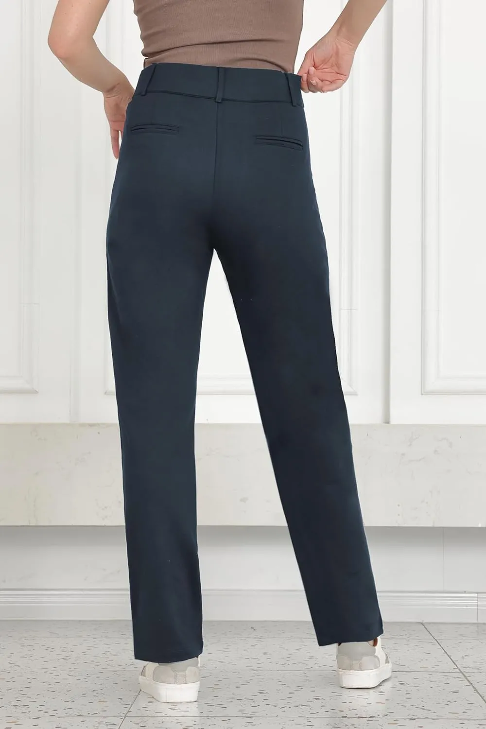 Bamans Womens Dress Pants Work Straight Leg Pants Office 31'' Inseam Bootcut High Waisted Casual Busines Trousers