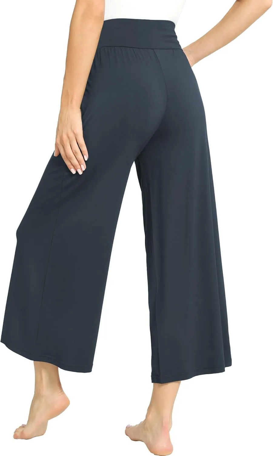 Bamboo Viscose Capri Pants for Women, Wide Leg Cropped Pajama Pants, Loose Yoga Sweatpants, Palazzo Lounge Pj Bottoms