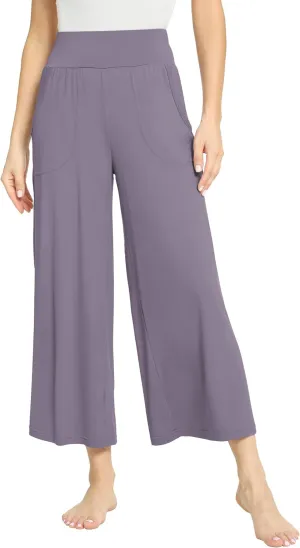 Bamboo Viscose Capri Pants for Women, Wide Leg Cropped Pajama Pants, Loose Yoga Sweatpants, Palazzo Lounge Pj Bottoms
