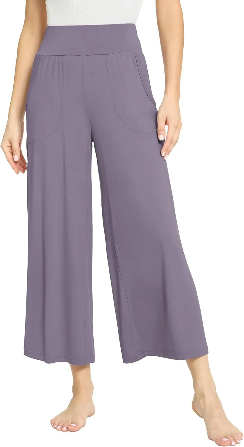 Bamboo Viscose Capri Pants for Women, Wide Leg Cropped Pajama Pants, Loose Yoga Sweatpants, Palazzo Lounge Pj Bottoms