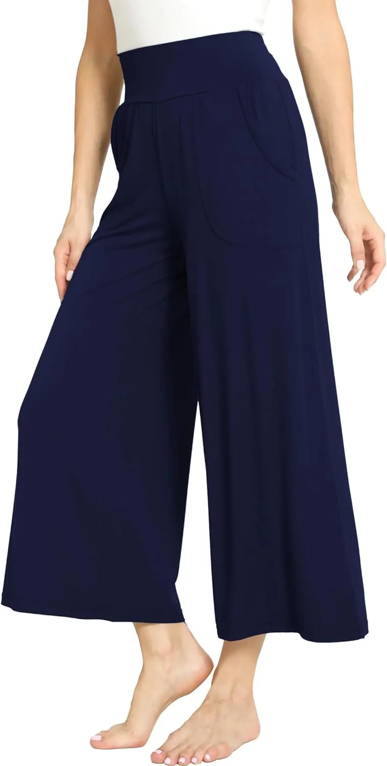 Bamboo Viscose Capri Pants for Women, Wide Leg Cropped Pajama Pants, Loose Yoga Sweatpants, Palazzo Lounge Pj Bottoms
