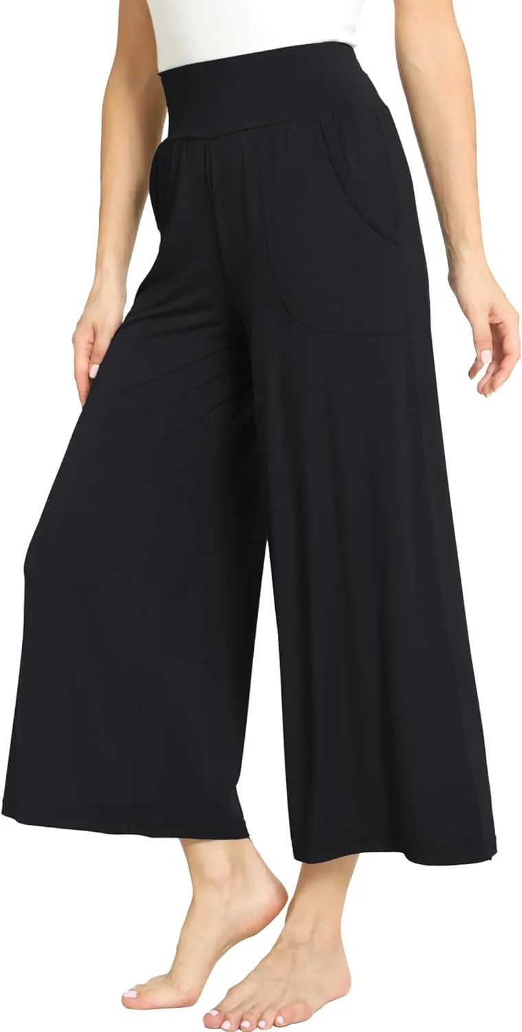 Bamboo Viscose Capri Pants for Women, Wide Leg Cropped Pajama Pants, Loose Yoga Sweatpants, Palazzo Lounge Pj Bottoms