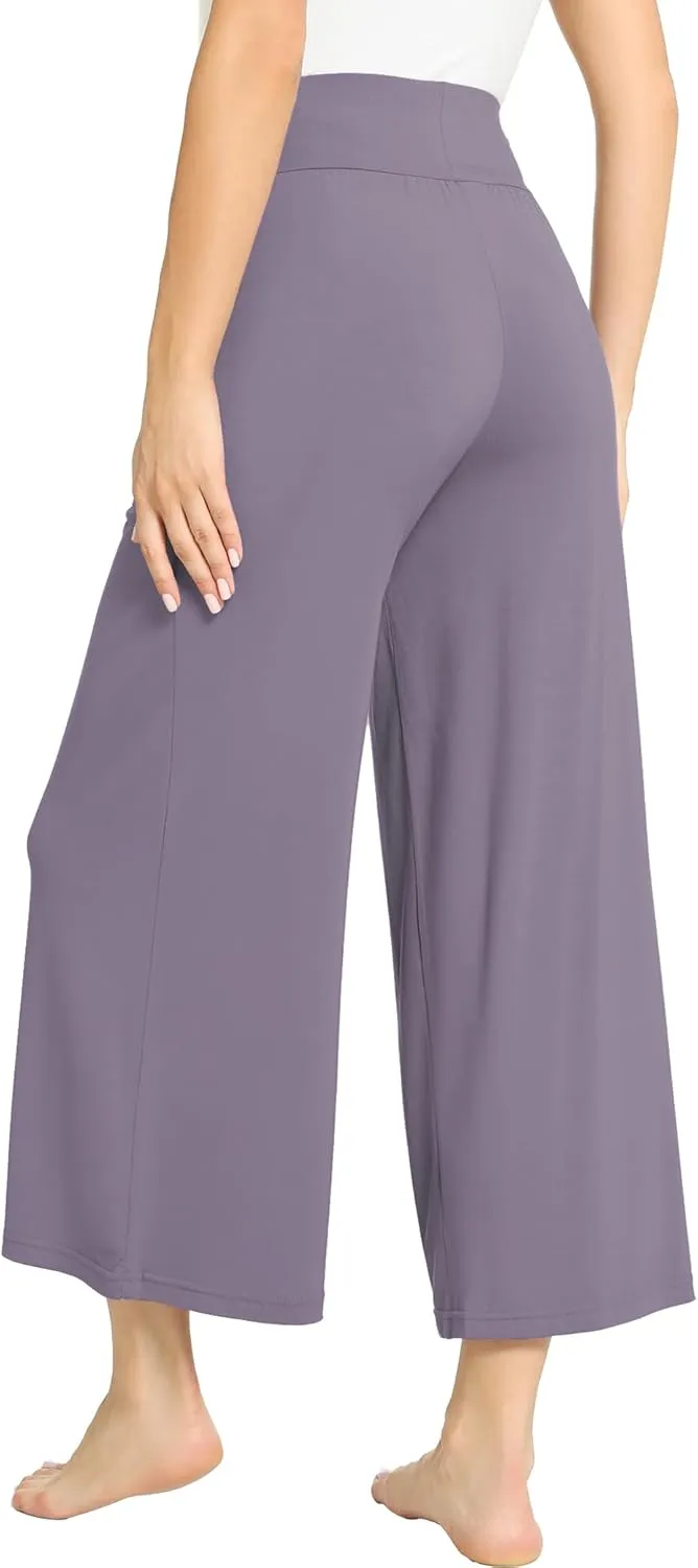 Bamboo Viscose Capri Pants for Women, Wide Leg Cropped Pajama Pants, Loose Yoga Sweatpants, Palazzo Lounge Pj Bottoms