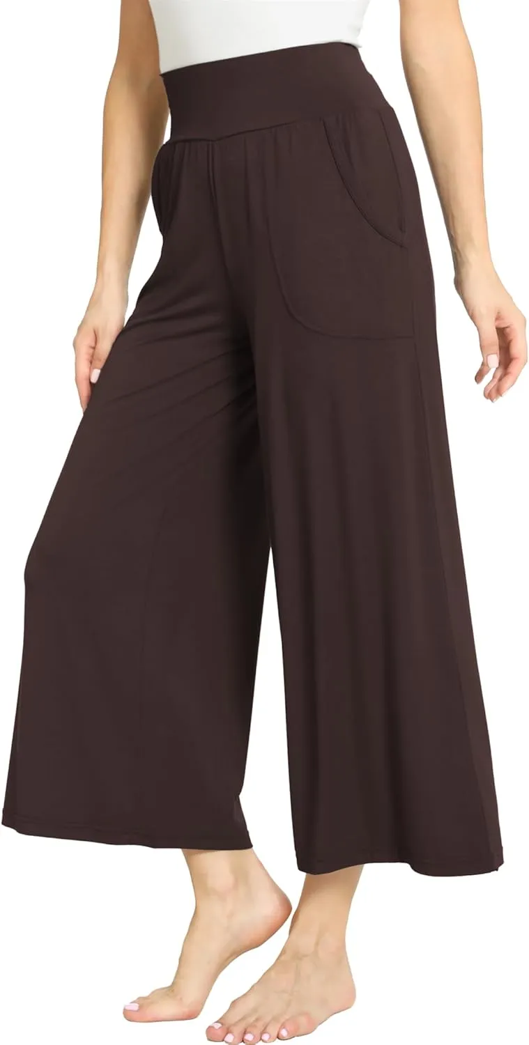 Bamboo Viscose Capri Pants for Women, Wide Leg Cropped Pajama Pants, Loose Yoga Sweatpants, Palazzo Lounge Pj Bottoms